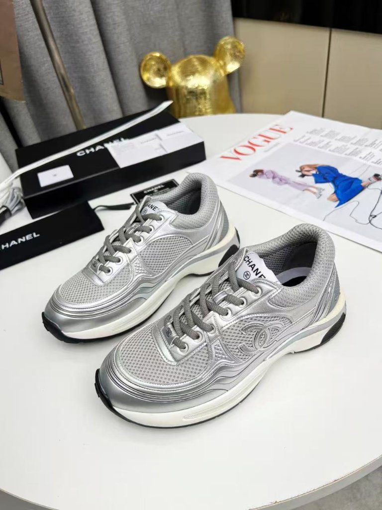 Complete Of Chanel Silver King Sneakers